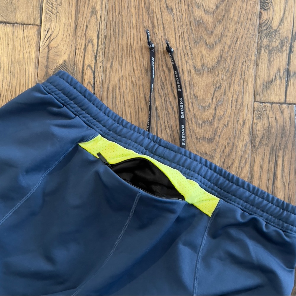 Brooks Running 7/8 Capri Track Pant Legging Navy / Neon - Picture 12 of 16